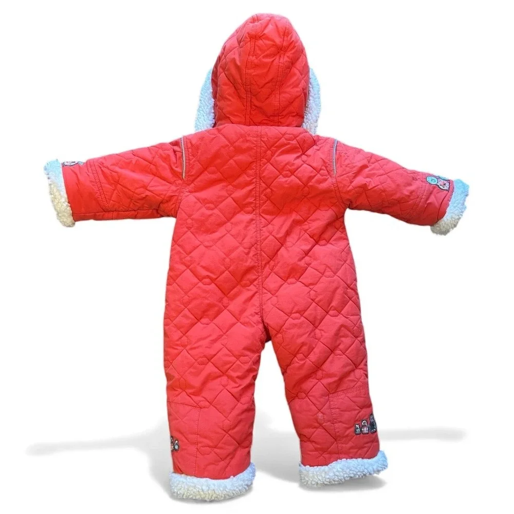 Minemotion‎ Kids Red Quilted Sherpa Lined Snowsuit Pram Suit 12 18 Months